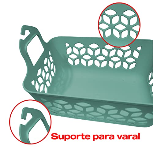 Cesto Organizador de Prendedor de Roupa Multiuso Lavanderia Cor:Verde Menta