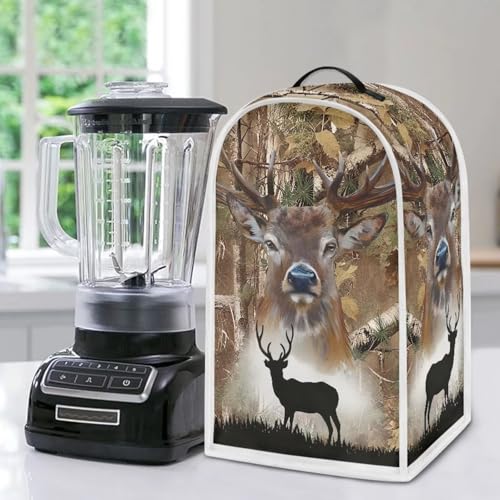 Image of Talayituse Elk Hunting Camo Forest Print Blender Dust Cover, Fingerprint Protection Cover for Stand Mixer or Coffee Machine, Home Kitchen Appliance Covers for Stain Dust Resistant Supplies