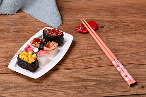 YUESHICO Chopsticks and Chopstick Holder - Cute Chopsticks and Lucky Cat Chopstick Rest Set, 5 Animal Chopsticks and Cute Lucky 5 Cats Natural Wood Reusable Chopsticks, Chopsticks Holder Gift Set