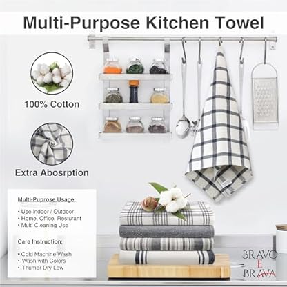 LinenWeave Packung mit 5 geschirrtücher – 100% geschirrtücher Baumwolle, 45 x 70 cm – Super saugfähiges küchentücher – Maschinenwaschbar geschirrhandtücher – küchenhandtücher – Bild 4