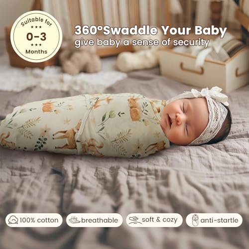 Image of PHF 100% Cotton Baby Swaddle Sleep Sacks for Newborn, 3 Pack Soft Breathable Baby Swaddle Sack 0-3 Months for Boys Girls, Easy Adjustable, Blanket Wrap, Newborn Essentials (Woodland)