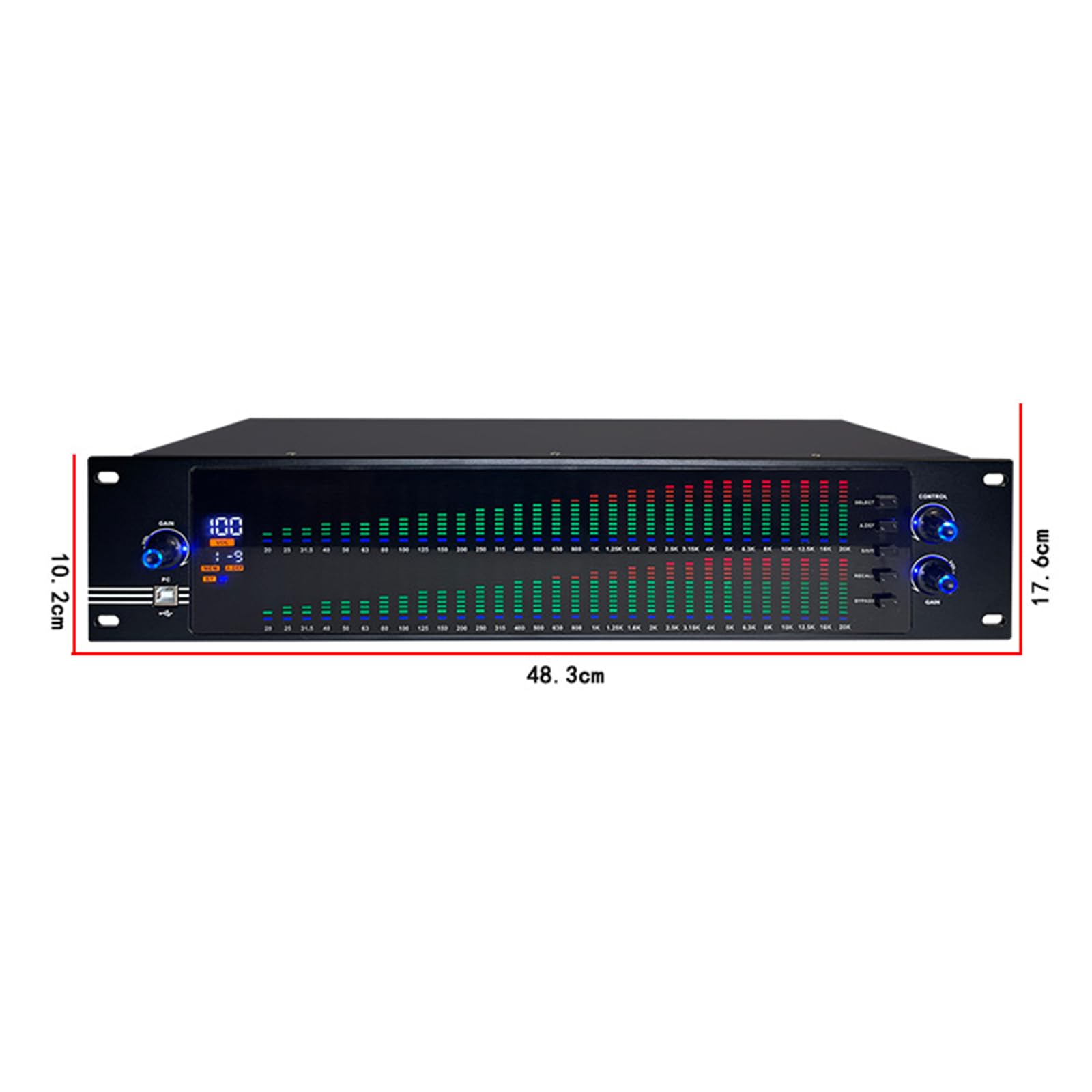 Ecualizador gráfico Digital de 31 Bandas, procesador de Audio Profesional, con 10 Efectos preestablecidos, ajustes, Estudio de grabación