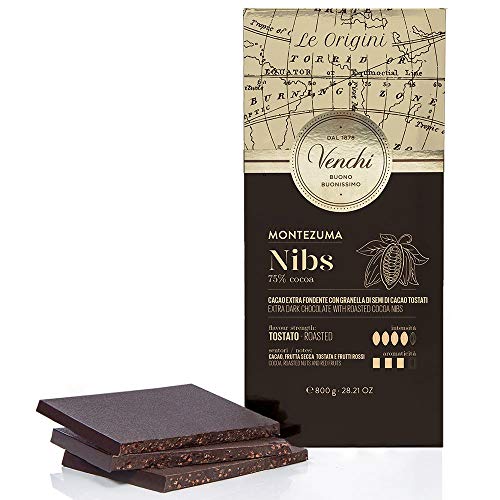 Venchi Maxi-Tafel Montezuma 75 % Nibs 800 g - Zartbitterschokolade mit gerösteten Kakaobohnenkernen – glutenfrei – Bild 3