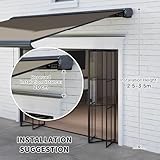 Outsunny 4 x 3(m) Full Cassette Electric Awning with Remote Controller, Aluminium Frame DIY Retractable Garden Awning, UPF50+ Sun Shade Canopy for Deck Door Window, Light Grey - Image 7