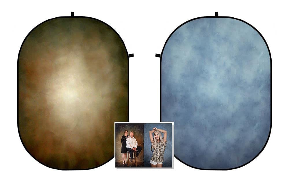 Kate 5X6.5ft (1.5x2m) Fondo Plegable Azul Claro/Brown Microfibra Doble Cara Estuche Portátil Incluye Fondo y Estuche para Estudio de Fotografía