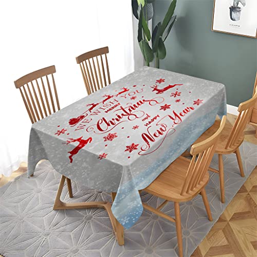 Linfye Nappe Carrée 180x180cm, Fond Gris de NoëL Nappe Anti-Taches pour Maison Table de Cuisine, Nappe Imperméable de Table, Nappe Decoration pour Table Salon Cover