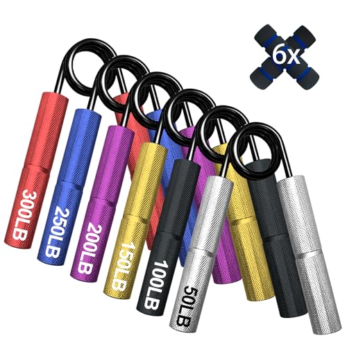 Grip Strength Trainer,50-300LB (6 Pack) Grip Strength Trainer Set,No Slip Grip Trainer,Hand Workout Squeezer Grip Strengthener,Home Gym Training,for Strength Training, Exercise, Injury Recovery