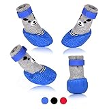 Dog Cat Boots Shoes Socks with Adjustable Waterproof Breathable and Anti-Slip Sole All Weather Protect Paws(Only for Tiny Dog) (S, Blue)