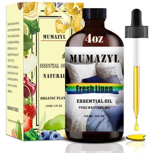 Fresh Linen Essential Oil Fresh Linen Oil 4 Fl Oz 120ML for Diffuser Humidifier Yoga Cleaning DIY Candle Soap Making MUMAZYL Essential Oils