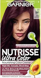 Garnier Hair Color Nutrisse Ultra Color Nourishing Creme, BR1 Deepest Intense Burgundy (Acai Berry) Red Permanent Hair Dye, 1 Count (Packaging May Vary)