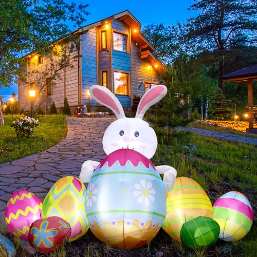 Bencailor Inflatables Outdoor Decorations with Built in LED Lights for Yard Lawn Garden Home Decor(Rabbit)