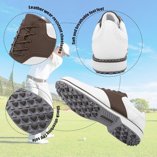 Męskie Buty Golfowe, Skórzane Biznesowe Buty Golfowe Bez Kolców, Klasyczne, Oddychające, Antypoślizgowe, Codzienne Tenisówki Do Gry W Golfa