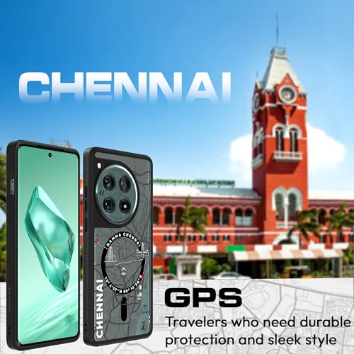 Image of KAPAVER Mag-X Back Cover Case Compatible with OnePlus 12 5G (PC+TPU) (GPS Chennai), Black