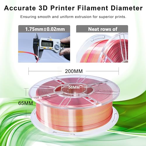 Image of iBOSS Silk PLA Plus 1.75mm Dual Color Filament, Clog-Free Shiny 3D Printer Filament, 1kg Spool(2.2lbs), Dimensional Accuracy + /- 0.02 mm, Fit Most FDM Printer(Silk Red and Gold)