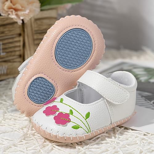 Image of Meckior Infant Baby Girl Sandals Soft Non-Slip Rubber Sole Handmade Princess Wedding Dress Shoes Toddler First Walkers