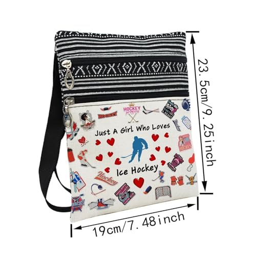 Just Love Ice Hockey Messenger Bag Small Ethnic Pattern Printed Adjustable Strap Crossbody Zipper Bag Phone Bag Wallet Cute Shoulder Handbag for Ice Hockey Lovers Fans Women2