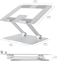 Vista 7 de Yaxa Basics Soporte ergonómico resistente y portátil para laptop de escritorio, elevador ajustable, se adapta a todas las laptops y notebooks