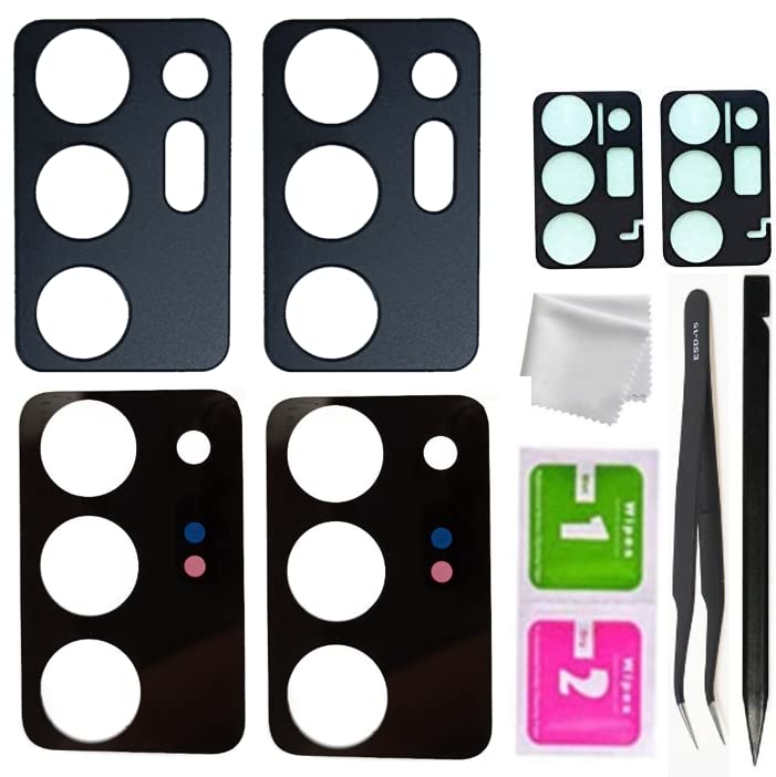 2PCS Note 20 Ultra Rear Camera Glass Replacement with Camera Lens Protector for Samsung Galaxy Note 20 Ultra (Black)