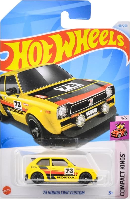Image of Hot Wheels 1:64 73 Honda Civic Custom Compact Kings Ages 3 and Up 90 /250 (Yellow)
