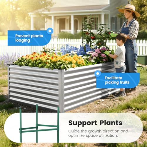 Image of Quictent Galvanized Raised Garden Bed 8x4x2 Ft Tall Metal Planter Box for Vegetables Outdoor Bottomless for Backyard, 2 Tomato Cages Included, 22.04 inch Deep (Silver)