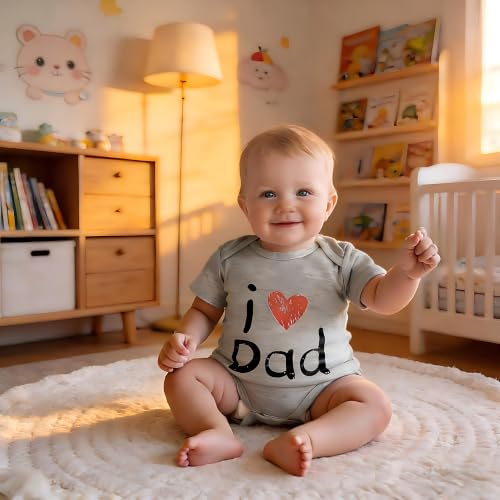 Image of CREVENT Set for Newborns 0-3 Month 100% Cotton Bodysuit- I Love Dad & Mom Onesie 2 Packs (Grey & Pink Rompers with a Gift Bag)