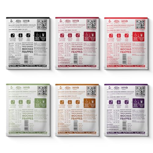 Image of COCOSUTRA Sugar Free Drinking Chocolate Hamper | 3*6 Single Serve Sachets | 6 Premium Hot Chocolate Flavors | Zero Sugar, Low Carb, Low Calorie | Stevia & Erythritol based | Healthy Gift | Vegan | 360g