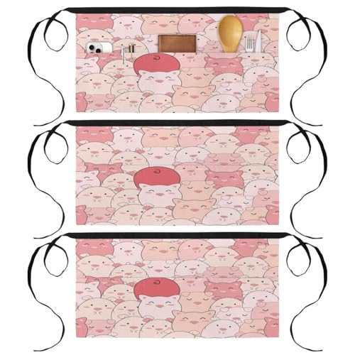 Demi-tablier pour cuisine et pâtisserie à motifs cochons multicolores