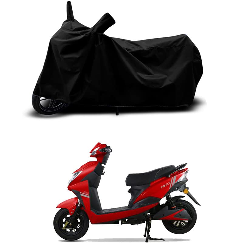 Image of 100% Scratchproof /UV-Rays /Heat Protection /Birds Dropping /Water Resistant /Dust Proof /Waterproof /Full Bike Scooty Two Wheeler Body Cover Compatible for Techo Electra Neo All Varients[Black]
