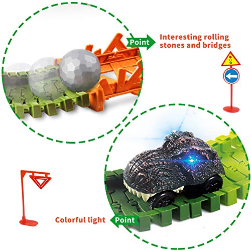 HOMOFY Dinasors Race Track Toys for 6-8 Years Old Kids 142Pcs Flexible Trains Tracks with 44pcs Accessories Create A Dinosaur World Dinasors Gift Toys for 4 5 6 7 8Year Old Boys and Girls - Thumbnail 6