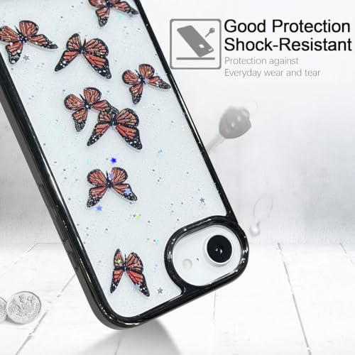 Image of VONZEE Clear Transparent Back Cover Case for iPhone 16e / iPhone 17e with Camera Protection Anti Yellow Slim Fit Anti-Fingerprint & Lightweight Protective Cover-Black