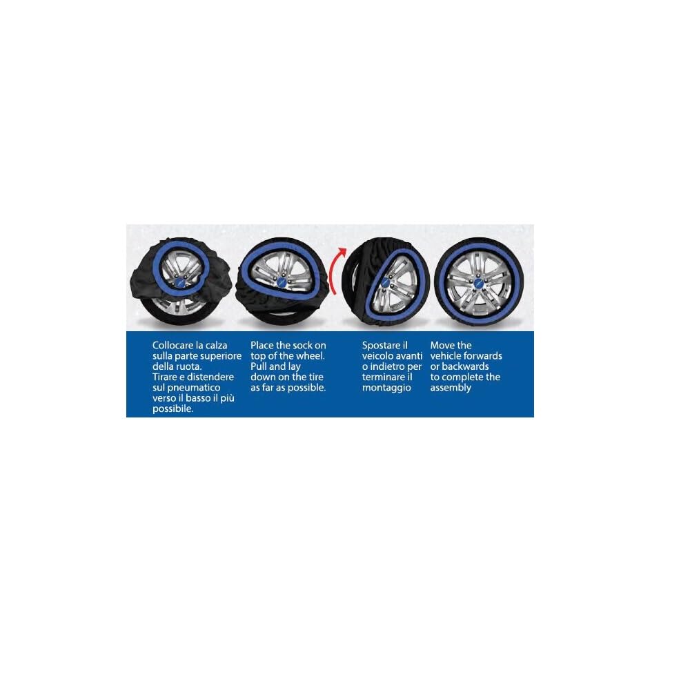 CALZA DA NEVE TAGLIA XL PER GOMMA AUTO CALZE NEVE GHIACCIO PNEUMATICO 255/45-19 (77964) SET DI 2 PEZZI GOODYEAR OMOLOGATE PER VETTURE MONTAGGIO SU RUOTE MOTRICI STAR GRIPPER PLUS SERIES