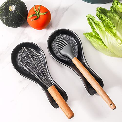 Kqriv Ceramic Spoon Rest For Stove Top - Extra Large Navy Porcelain Spoon Rest For Kitchen Counter, 8.6 Inch Heat Resistant Cooking Utensil Rest - Dishwasher Safe #TOP4