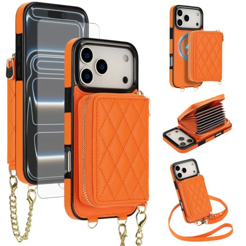 Étui portefeuille iPhone 17 Pro Max anti-rayures et anti-piratage RFID avec vitre