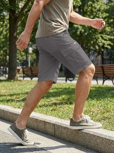 Image of JMIERR Mens Casual Cotton Twill Cargo Shorts Drawstring Classic Chino Stretch Short with 6 Pockets