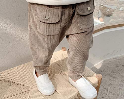 Calça de veludo Abetteric Todder casual para meninos e meninas, Apricot, 110cm