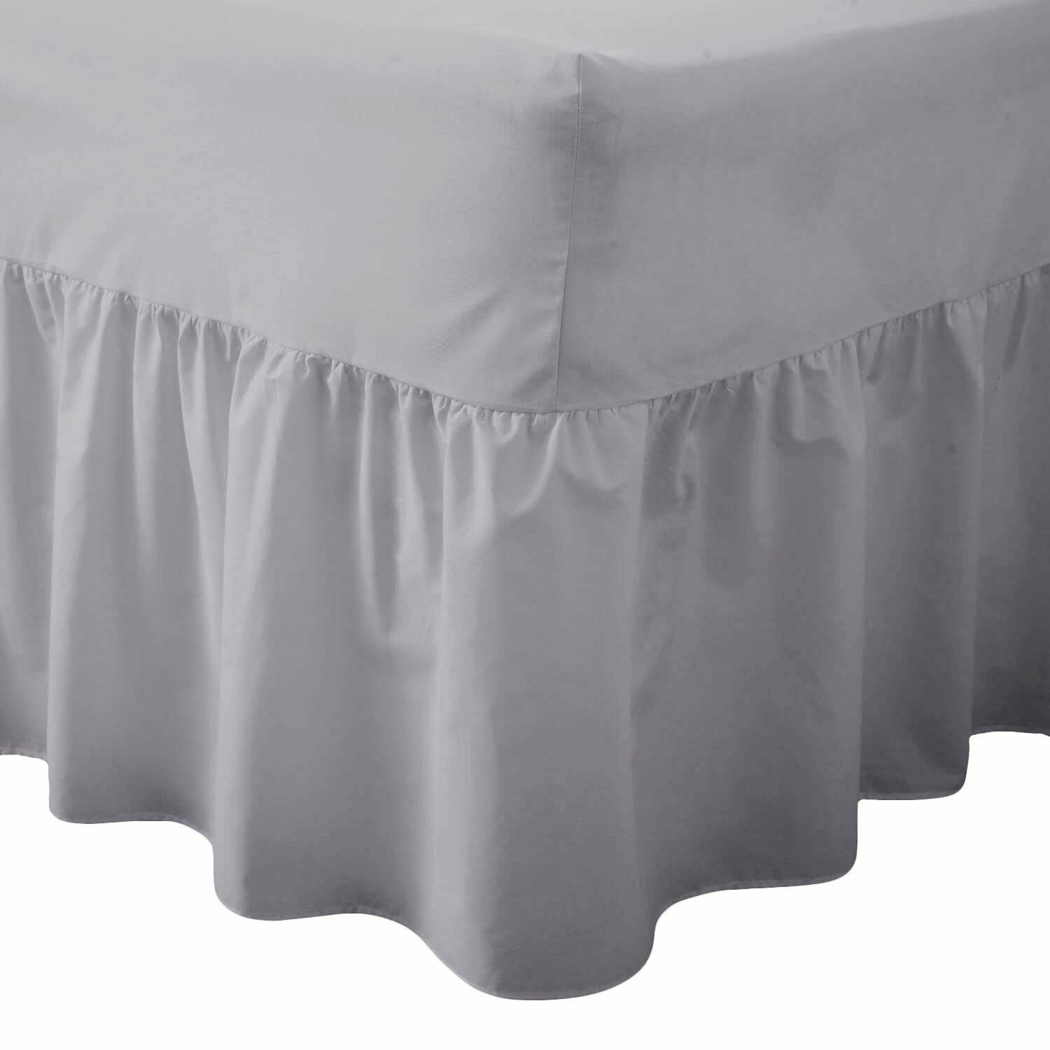 Comfy Nights Plain Dyed Polycotton Easy Care Valance Fitted Sheet In 19 Colors (Double, Grey/Silver) โ image 1