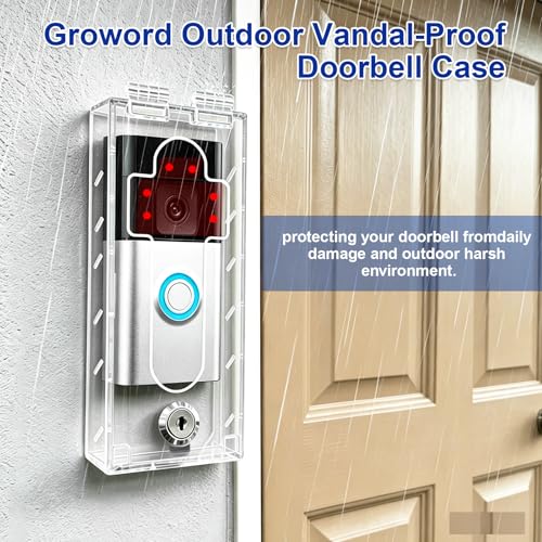 Image of Outdoor Anti-Theft Doorbell Lock Box for Ring, Clear Acrylic Slip-On Cover