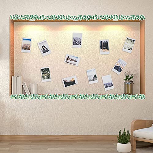 Borda do quadro de avisos - 730 cm/50 peças, decoração de parede com borda enrolada de folha de euca