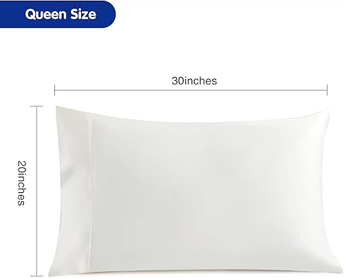 Miniatura 6 de STNOMY Juego de 2 fundas de almohada 100% eucalipto, Tencel Lyocell tamaño Queen, absorben la humedad, suave y liso, cierre de sobre de satén para