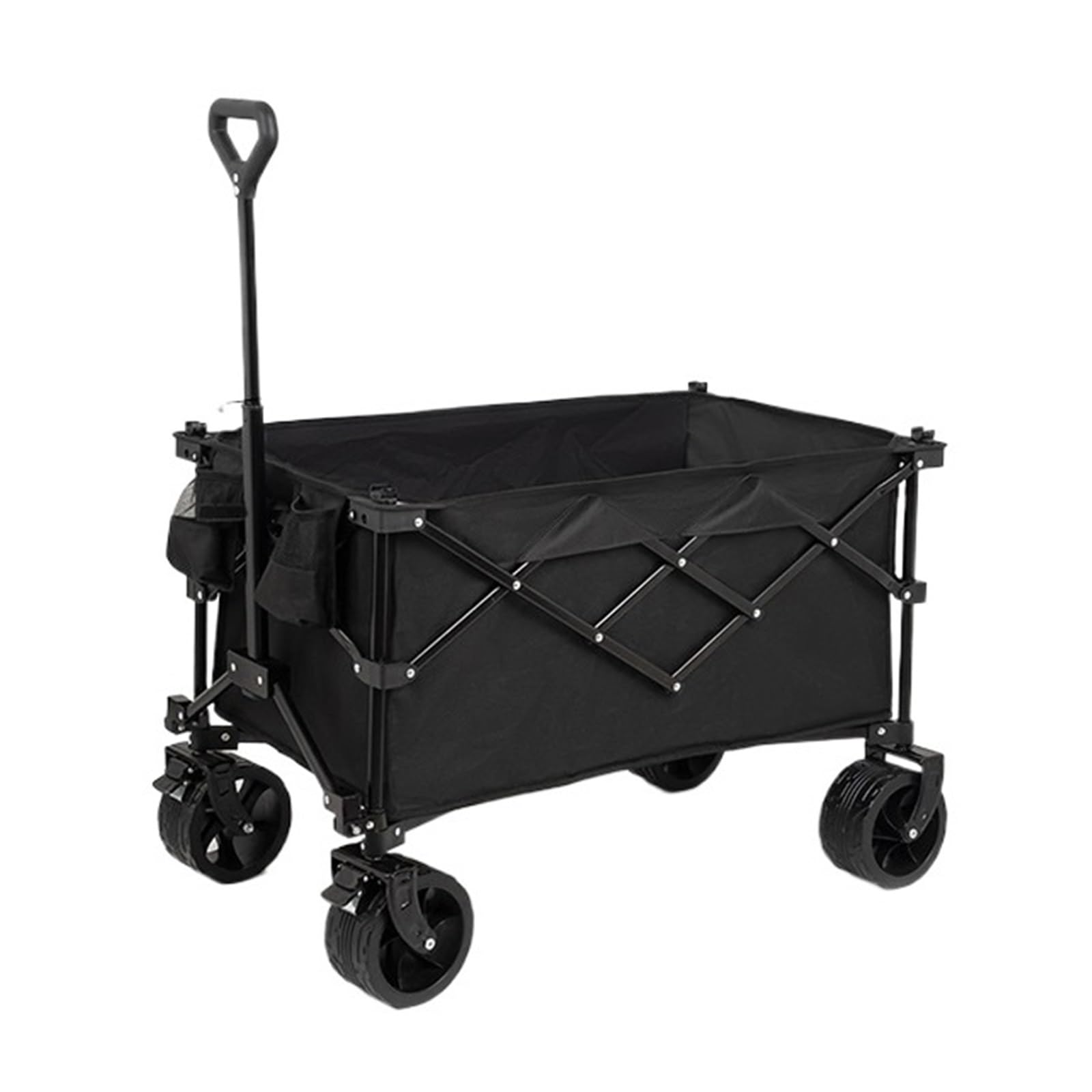 Wagons Carts Foldable, Folding Wagon Beach Cart Sports for Camping Shopping,Collapsible Wagon(Black)