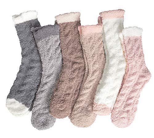Image of Loritta 6 Pairs Womens Fuzzy Socks, Winter Warm Fluffy Slipper Socks