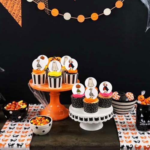 40 obleas comestibles de Halloween para cupcakes, decoración infantil de papel de ganso tonto 2