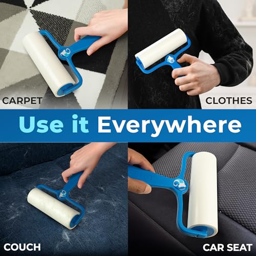 Image of PetLovers 6.3 inch Large Lint Roller for Pet Hair Extra Sticky 360 Sheets, Ideal for Pet Hair Removal from Furniture & Clothes, Dog and Cat Lint Remover 4 Pack