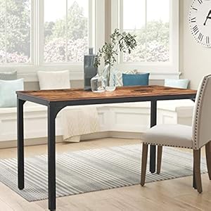 VEIKOU 55" Kitchen Table, Industrial Dining Table for Small Places, Dining Table with Adjustable Foot, Space Saving Small Kitchen Table Computer Desk Study Desk, Rustic Brown VEIKOU 55 Kitchen Table Industrial Dining Table for Small Places Dining Table with Adjustable Foot Space Saving Small Kitchen Table Computer Desk Study Desk Rustic Brown