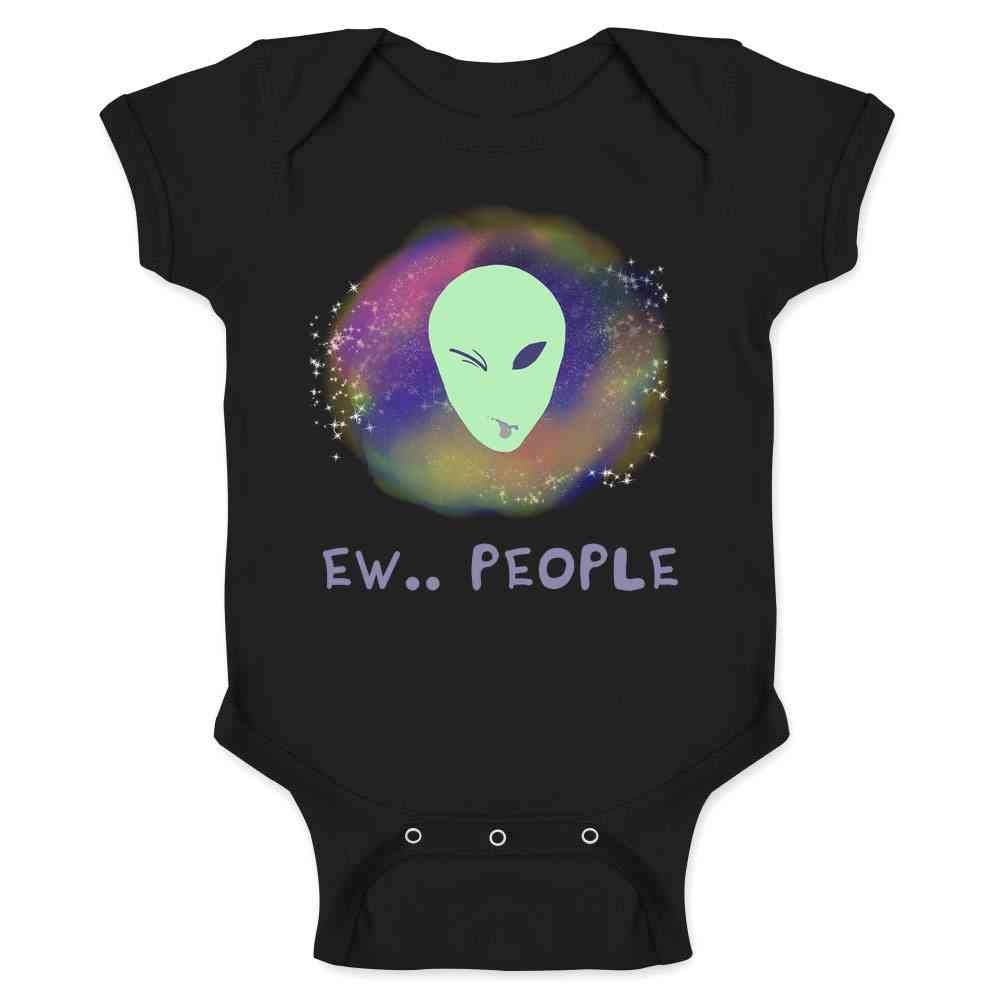 Ew People Alien Funny Graphic Infant Bodysuit for Kids Black 12M