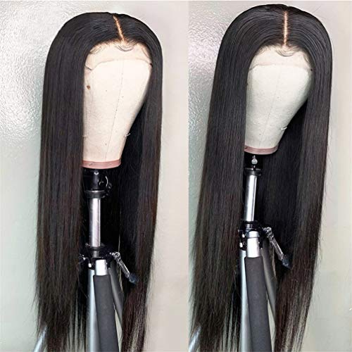 Perruque synthétique 13X4 cheveux raides pour masquer la perte de cheveux avec naturel