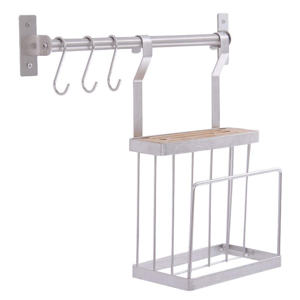 GTHTUHFD Spice Rack Organizer, Stainless Steel Kitchen Rack Wall-Mounted Free Punching Drain Dish Rack Knife Holder Spice Rack Wall Storage Rack With Hooks