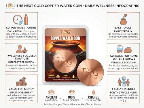 Image of CopperWaterCoin 99.99% Pure Copper Coin | Premium Engraved Copper Round Coin for Wellness, Meditation, Pooja, Vastu & Gift Purpose