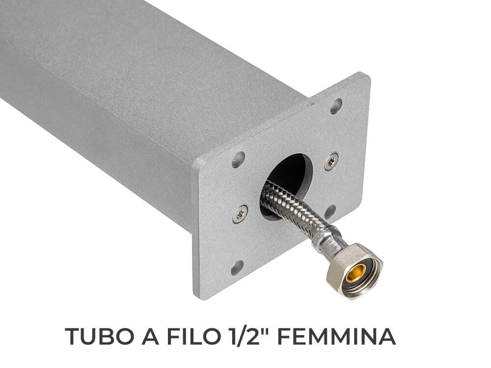 Fontana rettangolare light in metallo completa di impianto e rubinetto BEL-FER modello 42/RE, colore Alluminio