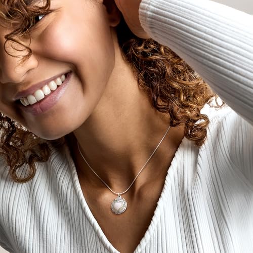 Ross-Simons Mother-Of-Pearl Heart Overlay Necklace in Sterling Silver. 16 inches2